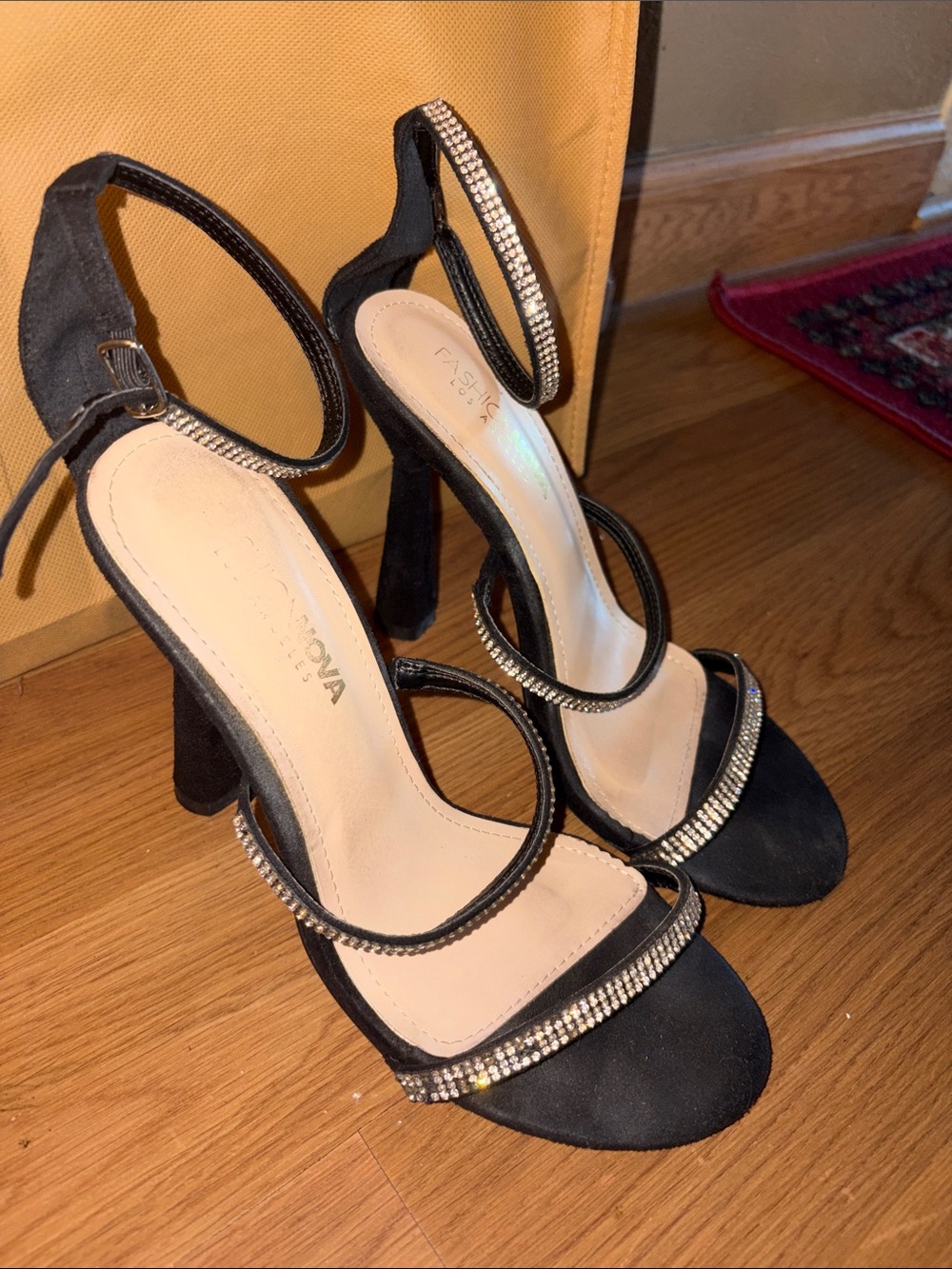 Fashion Nova Black Rhinestone Heels